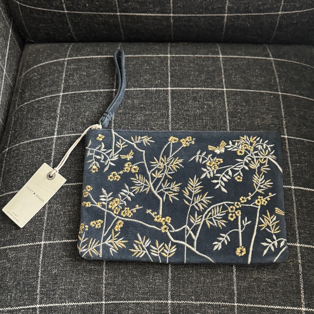 Lucky Brand Leather Embroidered Clutch